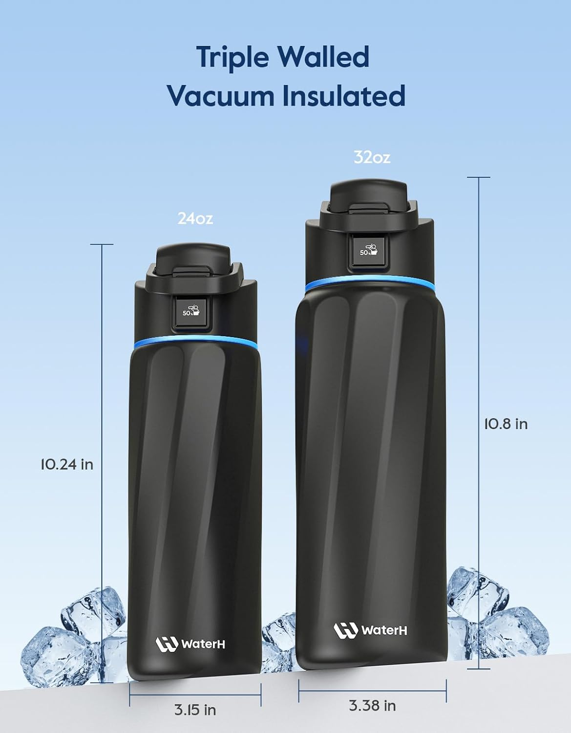 BOOST Smart Water Bottle with Reminder & Tracker, Double Wall Vacuum Insulated Bottles Stainless Steel, 32oz BPA-Free Wide Mouth for School, Gym, Office, Ideal for Mother's Day Gifts - Image 4