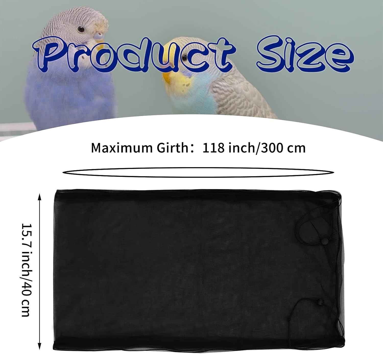 Daoeny Large Bird Cage Cover, Bird Cage Seed Catcher, Adjustable Soft Airy Nylon Mesh Net, Birdcage Cover Skirt Seed Guard for Parrot Parakeet Macaw African Round Square Cages (Black) - Image 3