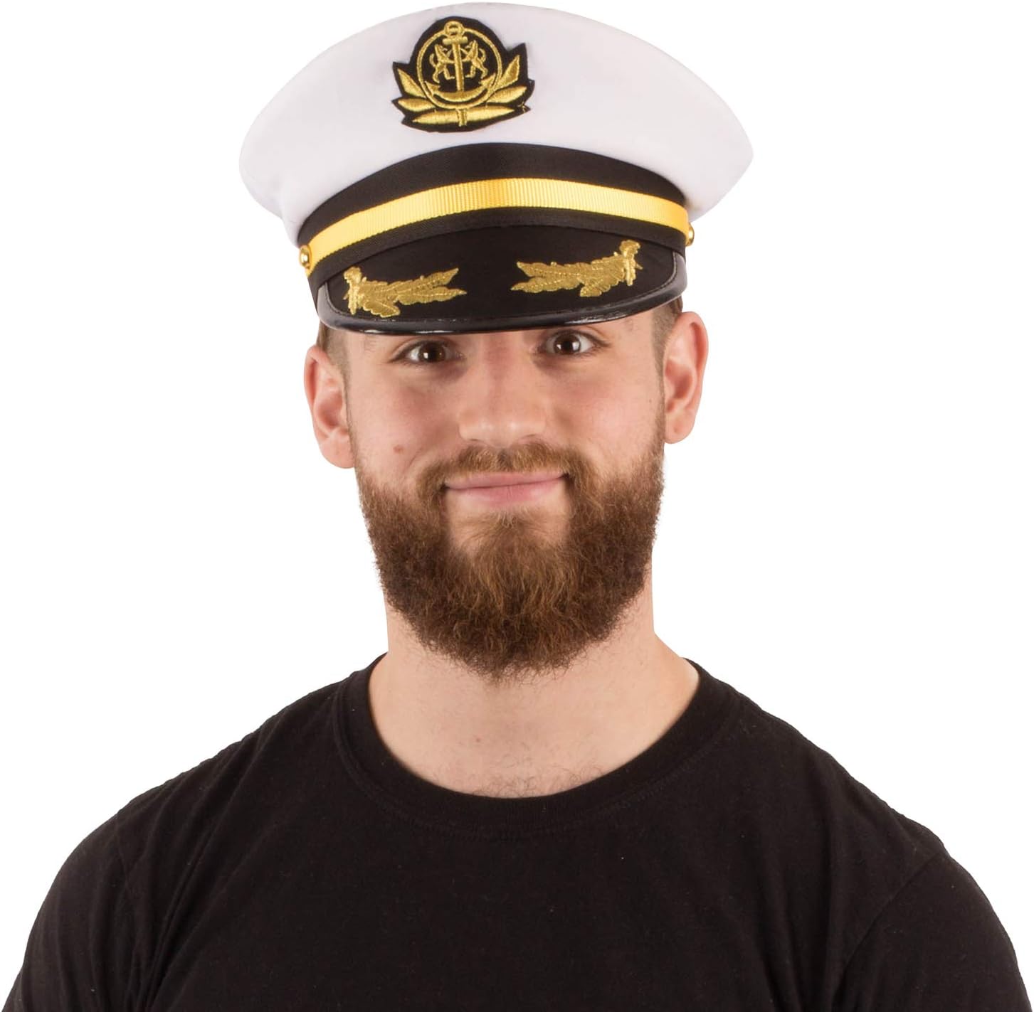 Funny Party Hats Yacht Captain Hat – Sailor Cap, Skipper Hat, Navy Marine Hat - Adjustable - Costume Accessories (White) - Image 2