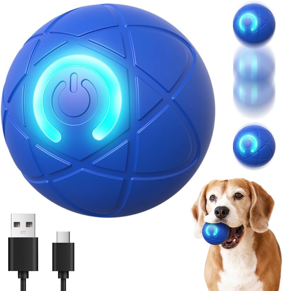 Interactive Dog Toys, 2026 New Moving Bouncing and Rotating Balls, Durable Automatic Rolling Ball for Indoor Play, Dog Ball Shaky Balls Toy for Dogs (Blue)