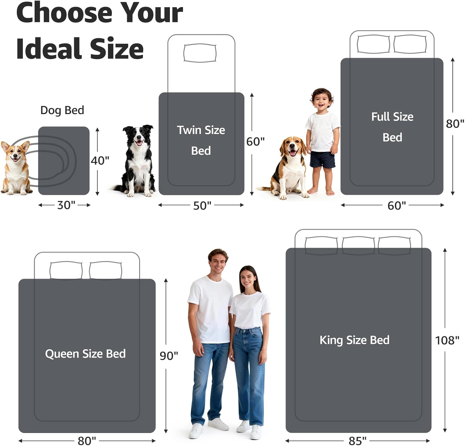 LOOBANI Waterproof Blanket for Bed: Reversible Soft Flannel Twin Bed Blanket 60" x 80", Leakproof Throw Spill-Proof Dog Pet Blanket for Couch, Sofa Protect, Movie Time, Camping, Travel, Grey - Image 7