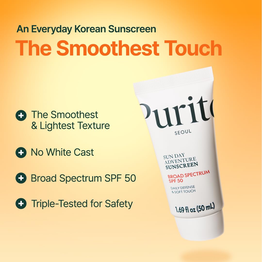 PURITO Korean Sunscreen SPF 50 | Lightest Texture, No White Cast, Broad Spectrum UVA/UVB | Oil-Free, Vegan, For All Skin Types | Daily Lightweight Sun Protection | Korean Skincare, 50mL 1.69 fl.oz - Image 4