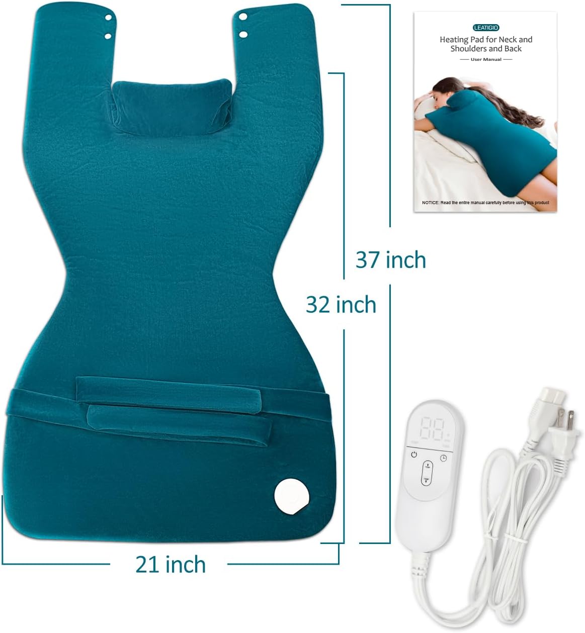 Heating Pad for Back, Extra Large Heat Pad for Full Body Relax, Electric Heated Wrap for Neck and Shoulders and Period Cramps, Anniversary & Birthday Gifts for Women Mom Grandma Sister Wife Her - Image 9