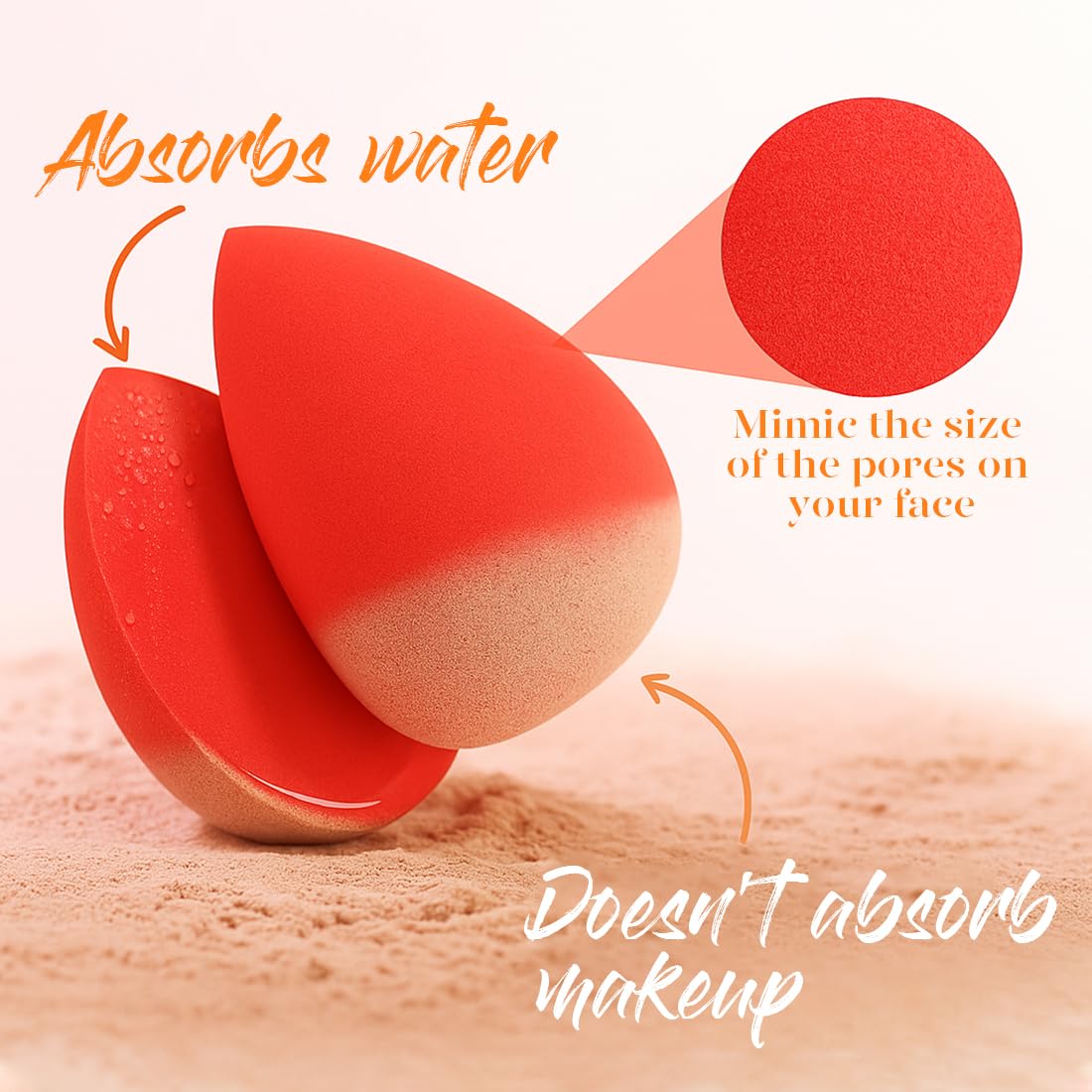 BEAKEY Makeup Sponge Set 5 Pack Micro Porous Low Absorption Soft Latex Free Foundation Beauty Sponges & Blenders for Powder Cream - Image 3