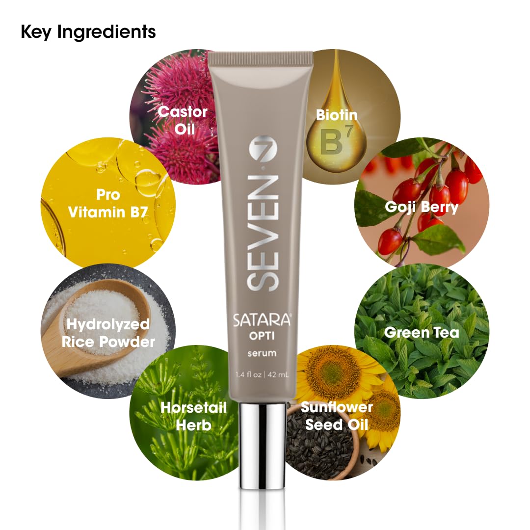 SEVEN Satara Opti Anti Grey Hair Serum, Triple-Action Oil Serum for Anti-Frizz & Damaged Hair Growth, Shine Enhancing, Frizzy Control, Color Reversal, Thinning Reduction, 1.4 fl oz, 42 ml - Image 4
