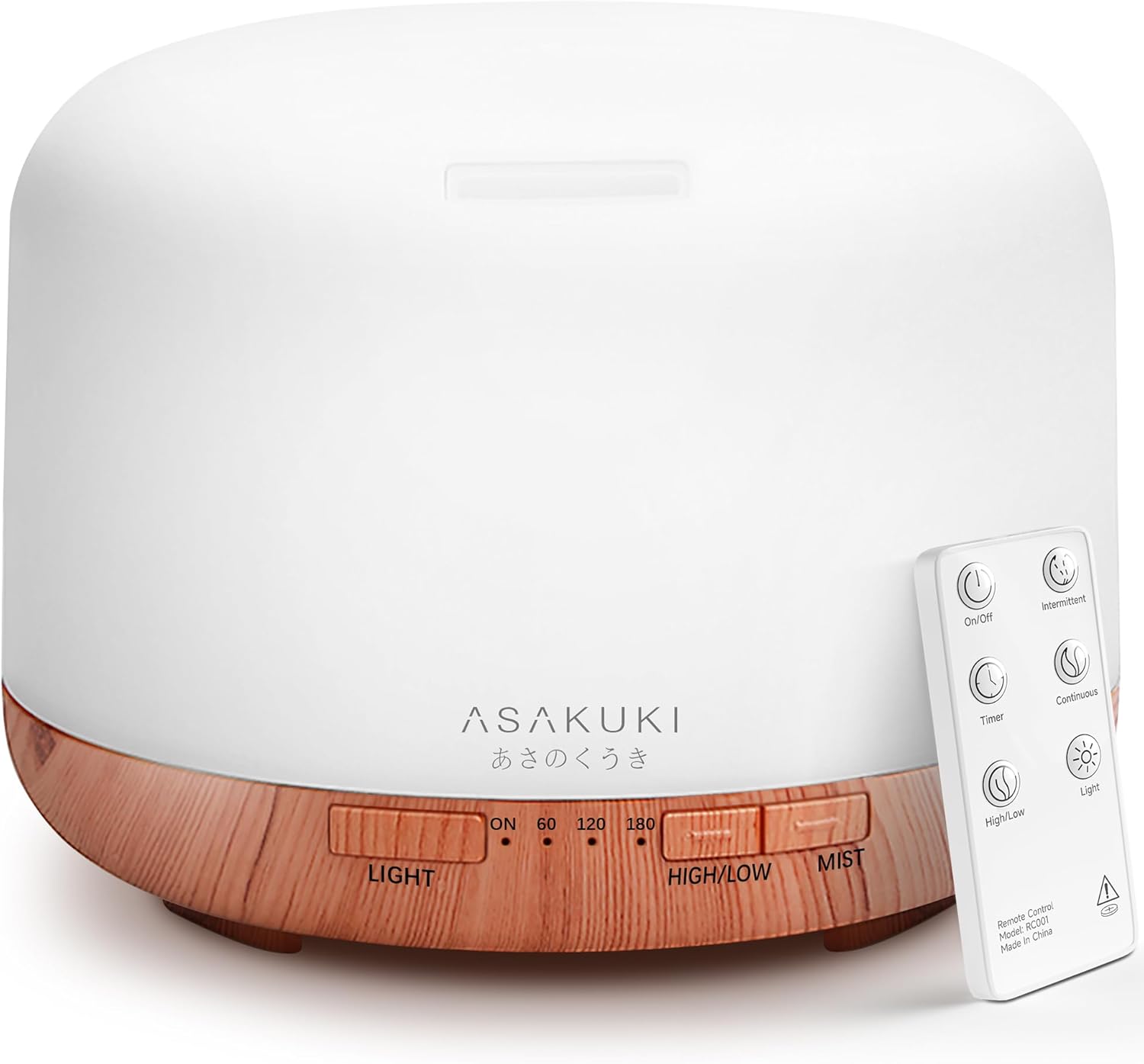 ASAKUKI Essential Oil Diffuser 500ml, Ultrasonic Aromatherapy Humidifier with Remote Control, 7 LED Colors, Timer & Auto-Off, Large Room Diffuser (Yellow)
