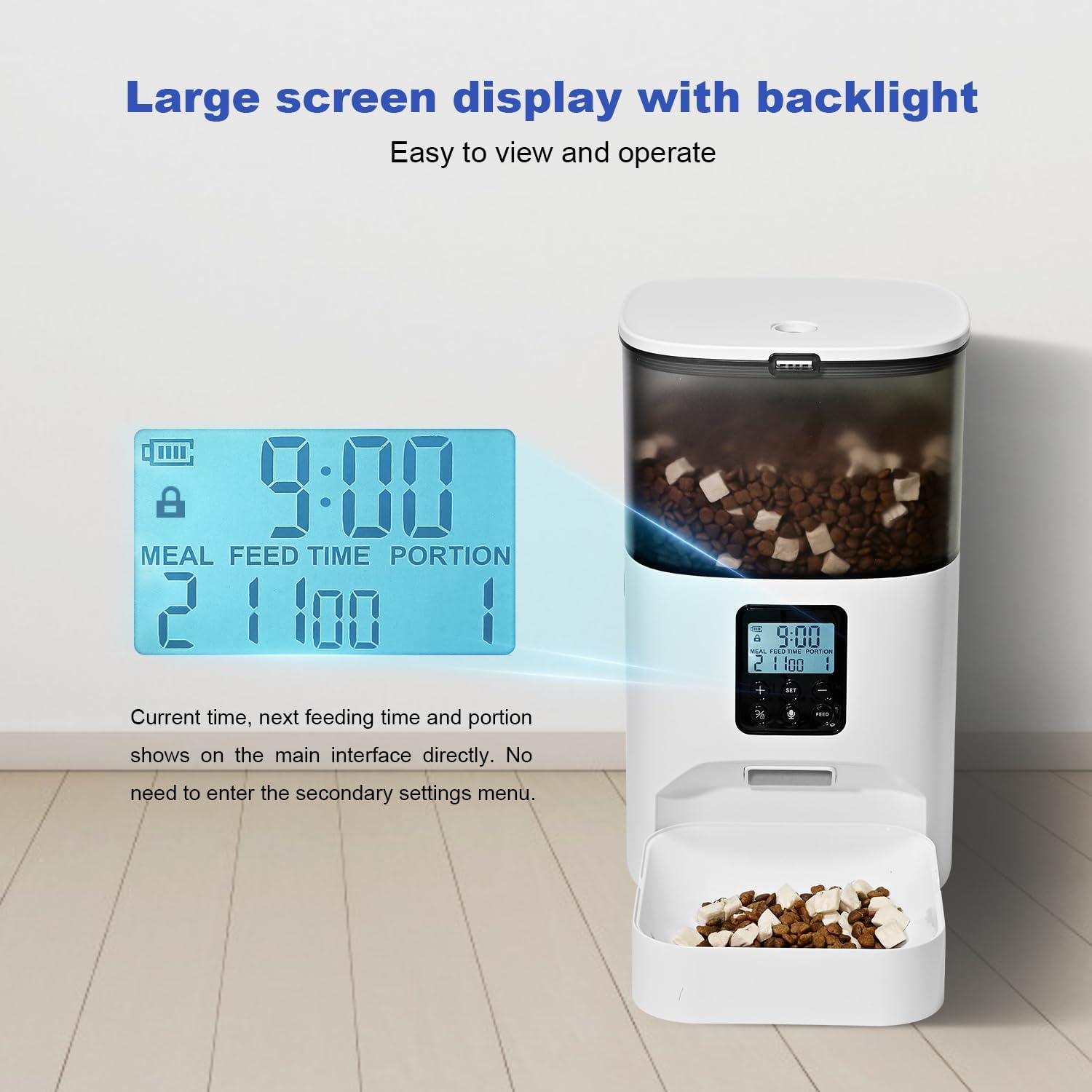 Automatic Cat Feeder, 4L Cat Food Dispenser with 10s Voice Recorder, Pet Feeder up to 8 Meals per Day, Timed Dog Feeder with Dry Food Sealed Ring (White, 4L-Basic) - Image 7