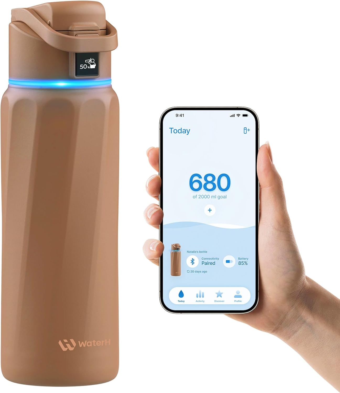 BOOST Smart Water Bottle with Reminder & Tracker, Double Wall Vacuum Insulated Bottles Stainless Steel, 32oz BPA-Free Wide Mouth for School, Gym, Office, Ideal for Mother's Day Gifts
