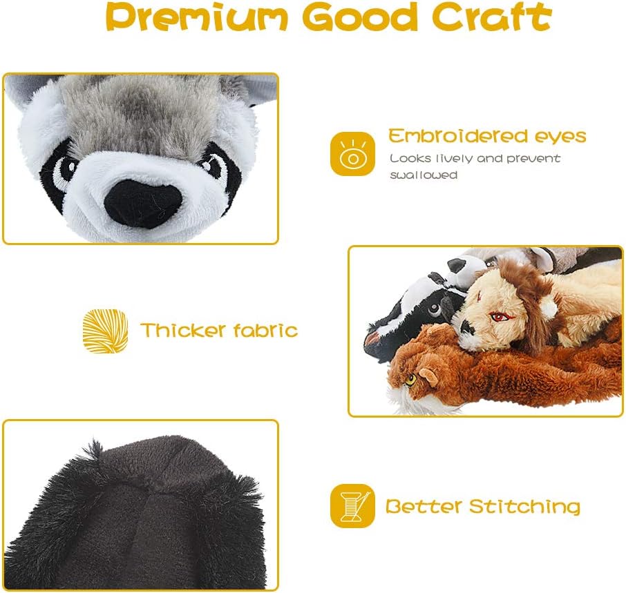 Dog Squeak Toys, No Stuffing Plush Dogs Chew Toy Bundle for Small Medium Large Breed Chewer Tough Durable Squeaky Pet Fetch Puppy Teething Chewing Interactive to Keep Them Busy Best Birthday Gift - Image 6