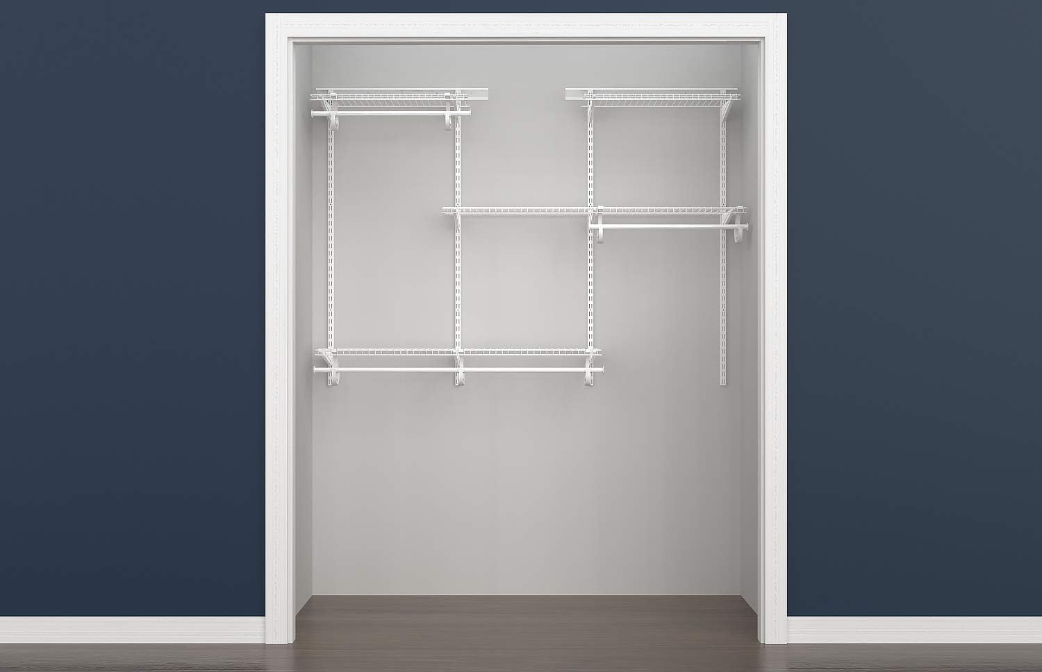 ClosetMaid ShelfTrack Wire Closet Organizer System, Adjustable from 4 to 6 Ft., With Shelves, Clothes Rods, Hardware, Durable Steel, White - Image 12