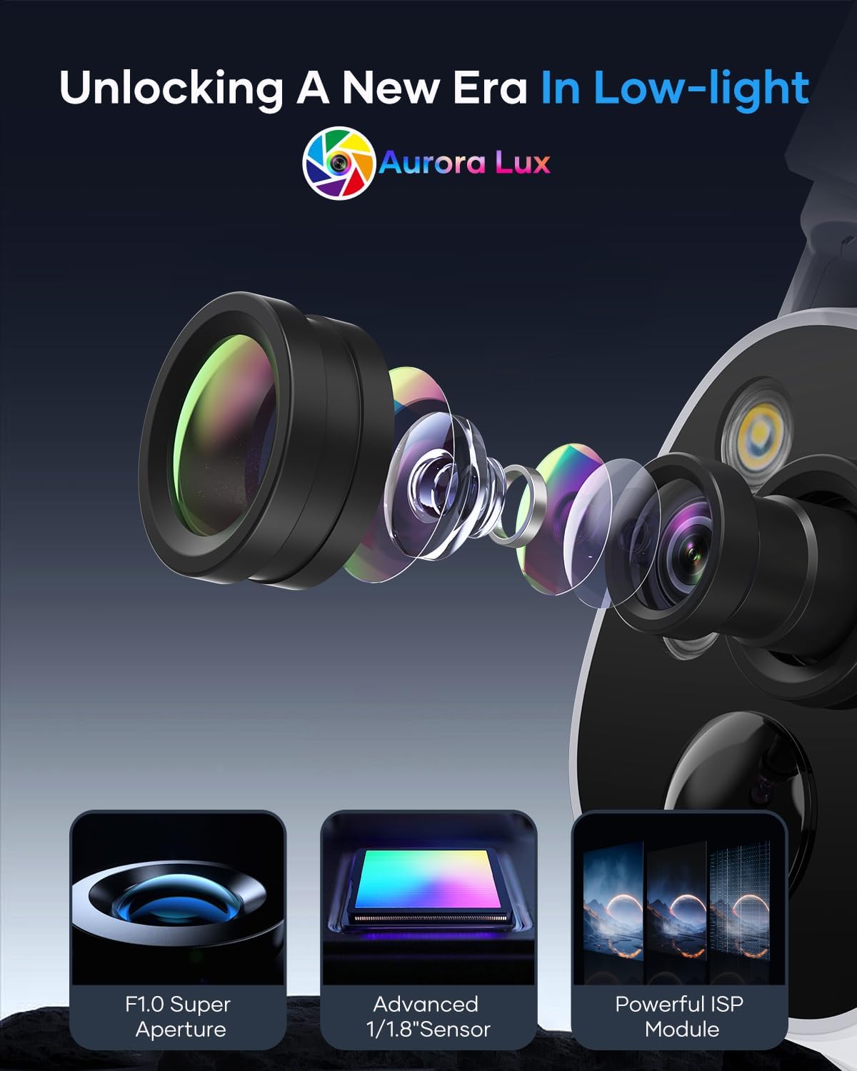 Wireless Security Camera System Outdoor, Aurora Lux Color Night Vison 4 Cam-Kit Solar Powered Security Cameras Wireless Outdoor-1TB 360° View 2.4/5Ghz WiFi No Monthly Fee - Image 3