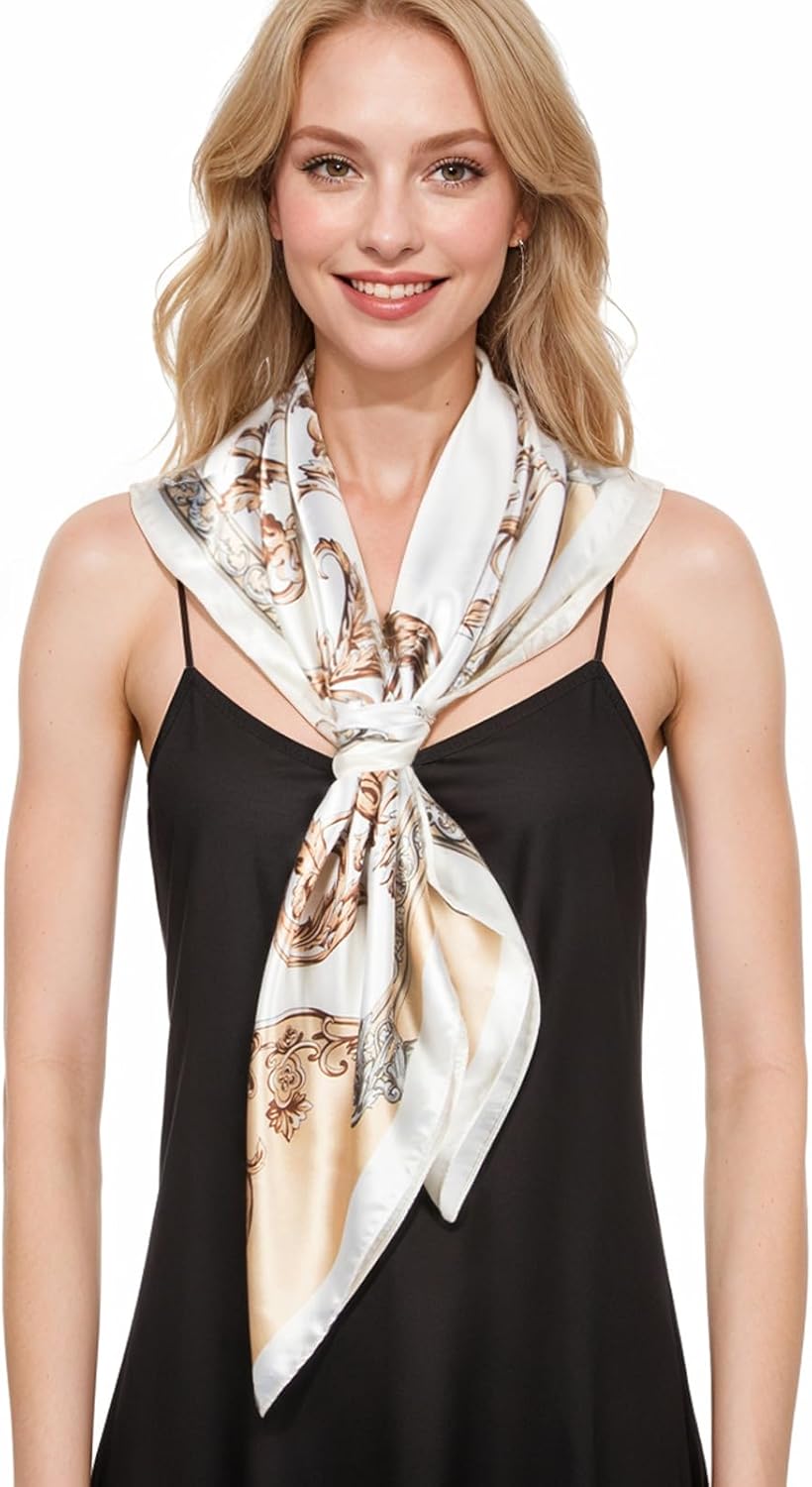 RIIQIICHY Head Scarf for Women Like Silk Scarf Hair Scarf Printed Square Scarf Bandanas for Women 35 Inches - Image 2