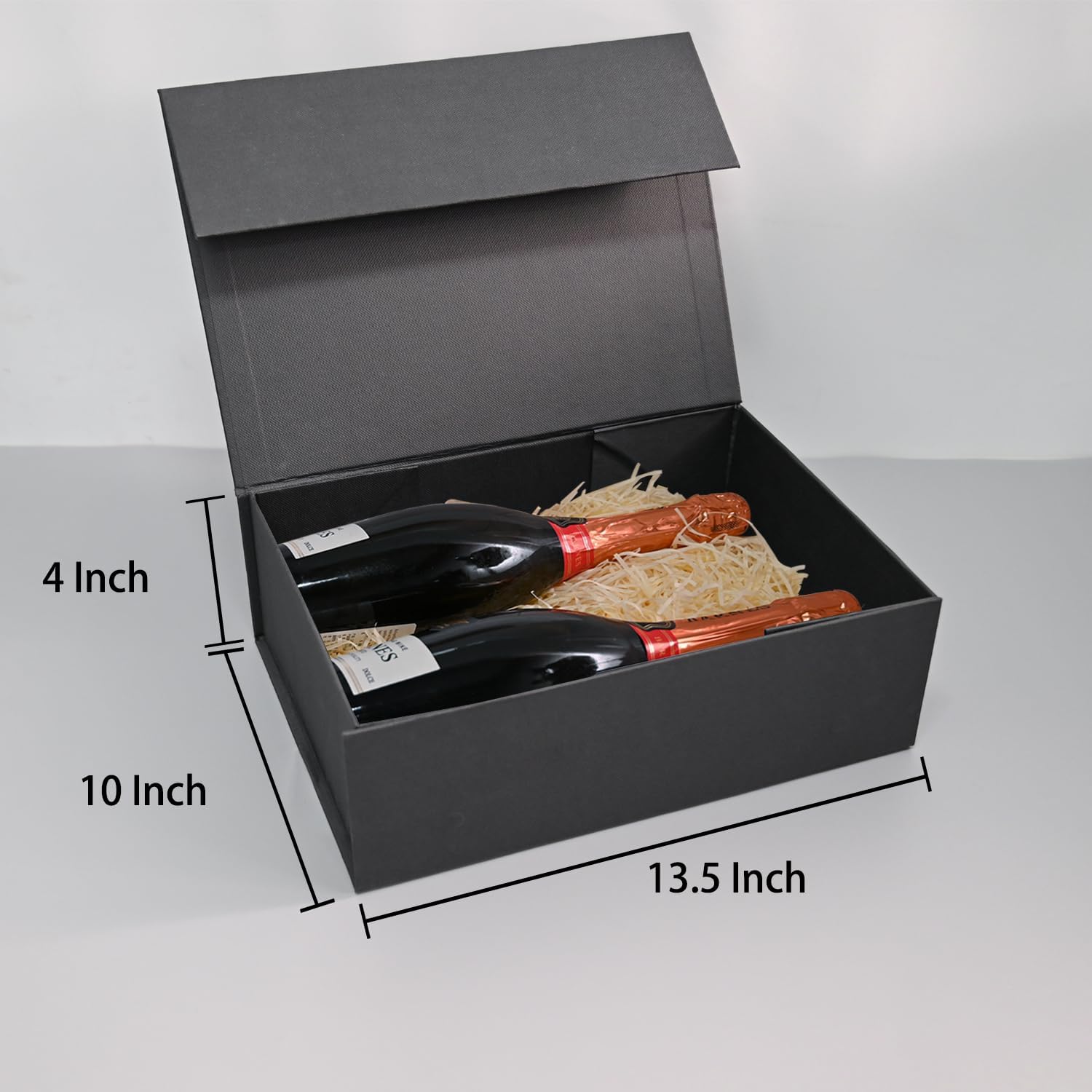 LIFELUM Gift Box 13.5''x10''x4'' Large Valentines Box with Magnetic Lids Black Gift Boxes for Groomsman Proposal Gifts Contains Card, Ribbon, Filler Birthday - Image 3