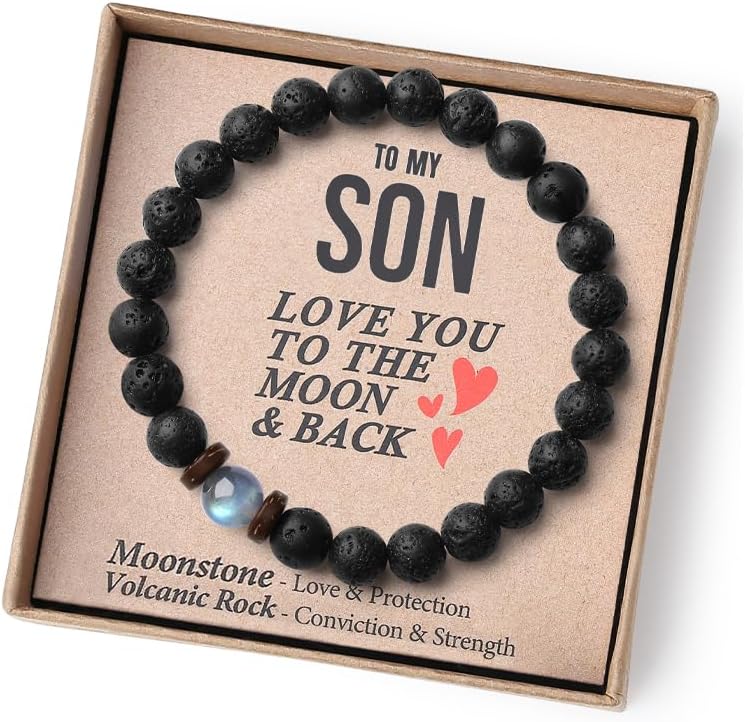 Easter Gifts for Boys/Men-Love/Strength-Natural Gemstone Bracelet for Son Grandson Dad Boyfriend Husband Brother Nephew Uncle - Image 4