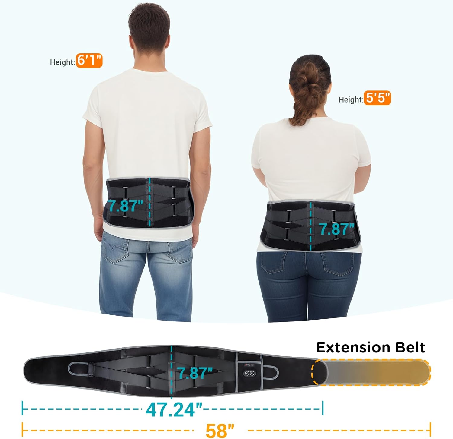 Comfytemp Cordless Heating Pad with Massager for Back, Portable Lower Back Massager FSA Eligible HSA Rechargeable Wireless Electric, Birthday Gifts for Women Men Mom Dad Seniors 3 Heat 30mins Auto-Off - Image 5