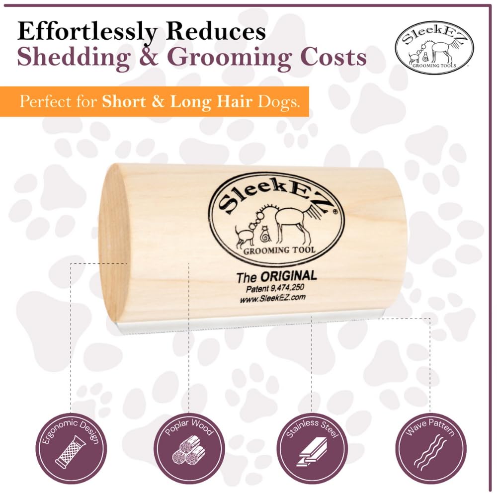 SleekEZ Dog Brush for Shedding & Dog Grooming Supplies | Pet Hair Removal Tool | Great For All Fur Types | For Short, Medium, & Long Hair Pets | Reduces Shedding by 95% | Made in USA | 5 inch - Image 8