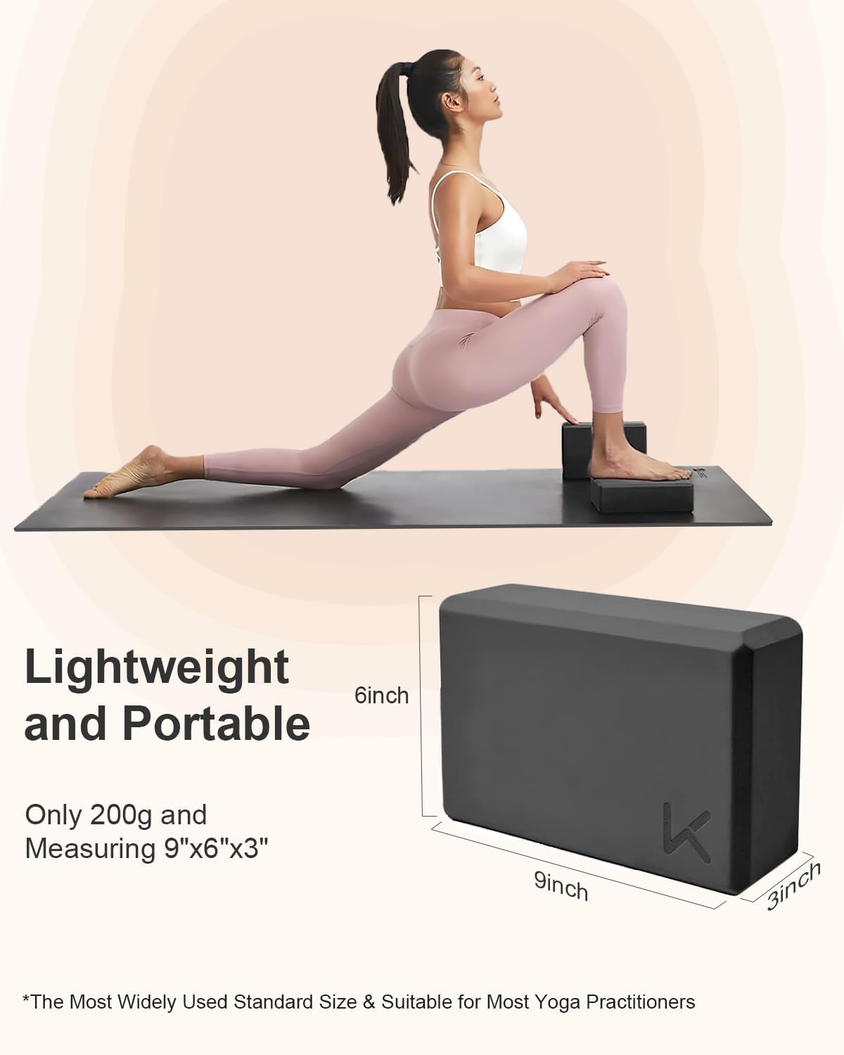 KEEP Yoga Block, High-Density EVA Foam 2 Pack Yoga Block with Non-Slip Textured Surface, Supportive, Lightweight - Ideal for Yoga - Image 4