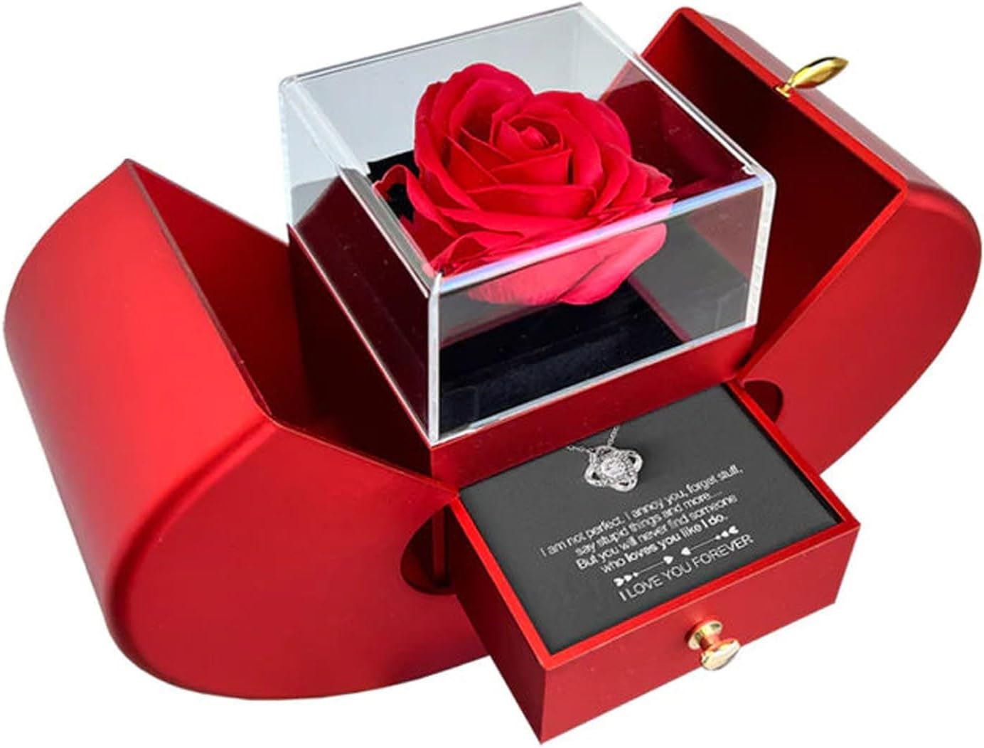 2025 Preserved Red Rose With Hollow Clavicle Necklace, Jewelry Boxes with Necklace, Present Box For Girlfriend,Wife,Mom - Image 2