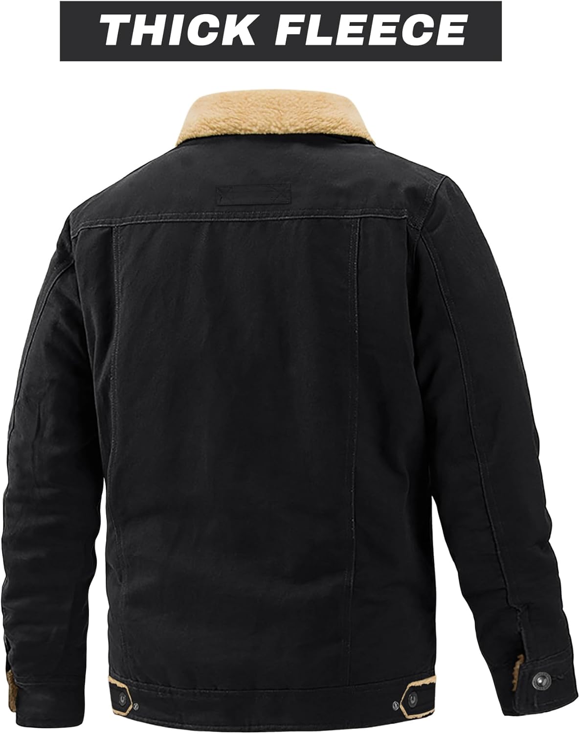 EKLENTSON Men's Winter Jacket Thick Thermal Cotton Warm Fleece Lined Coat Trucker Lapel Work Cargo Jackets for Men - Image 3