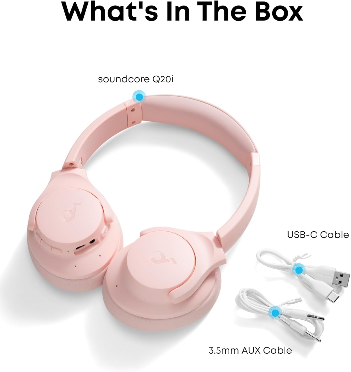 Soundcore by Anker Q20i Hybrid Active Noise Cancelling Headphones, Wireless Over-Ear Bluetooth, 40H Long ANC Playtime, Hi-Res Audio, Big Bass, Customize via an App, Transparency Mode (Pink) - Image 8