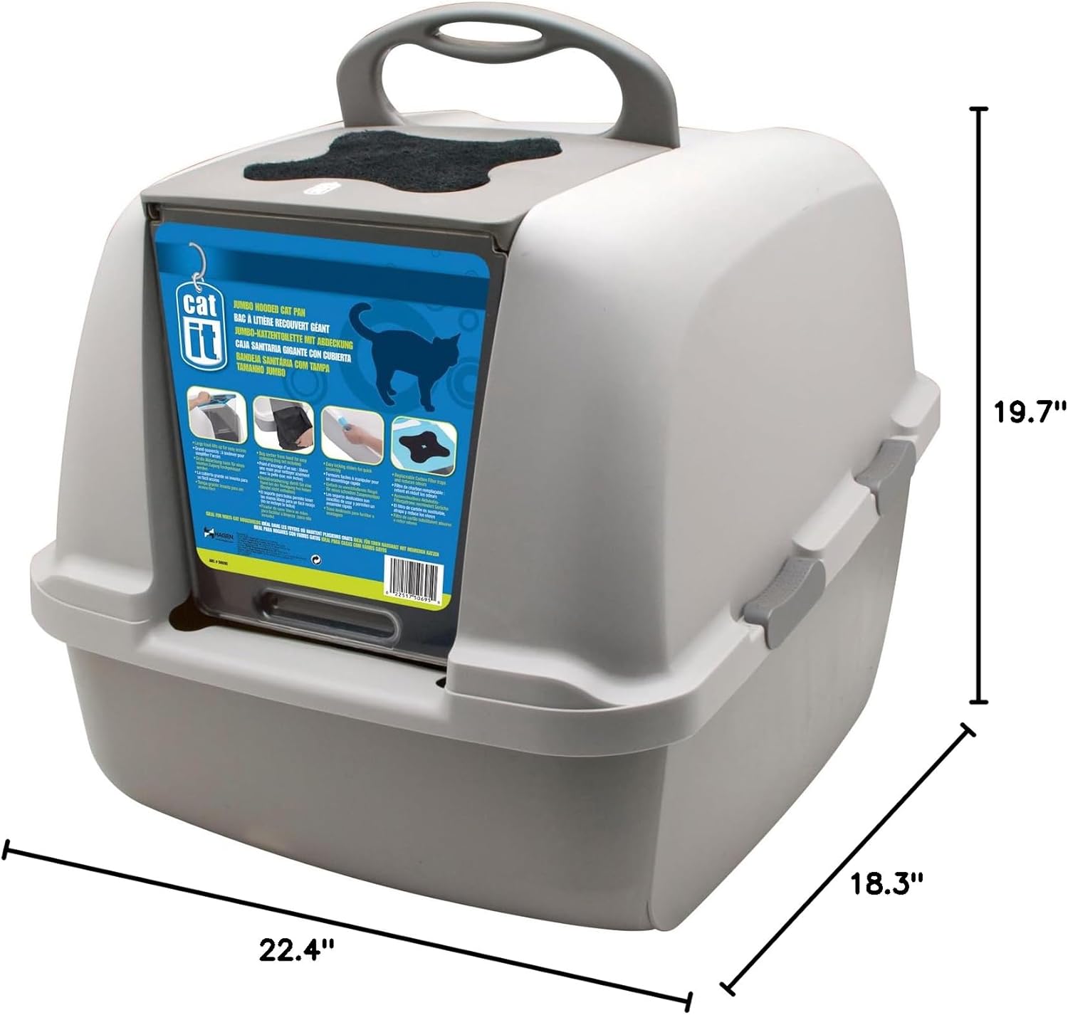 Catit Airsift Jumbo Hooded Litter Pan, Warm Gray/White - Privacy and Easy Access for Cleaning - Ideal for Larger or Multiple Cat Households - Image 5