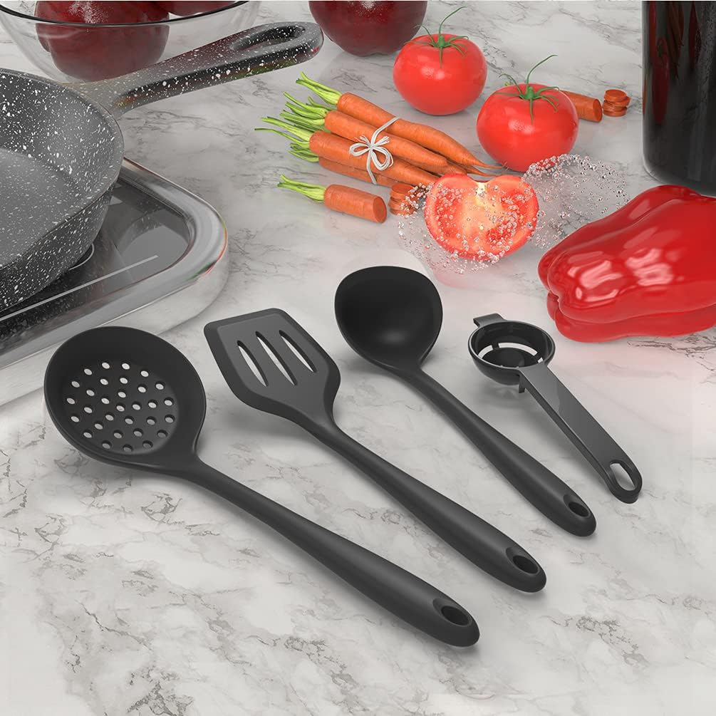 AOTHOD Silicone Cooking Utensils Set - 446°F Heat Resistant Kitchen Utensils,Turner Tongs,Spatula,Spoon,Brush,Whisk,Kitchen Utensil Gadgets Tools Set for Nonstick Cookware,Dishwasher Safe (BPA Free) - Image 5