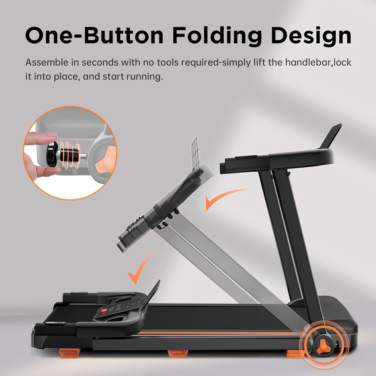 Treadmills for Home, 3.0HP Quiet Brushless Foldable Treadmill with Incline, Small Space Portable Running Walking Machine, 300 Lbs Capacity with Bluetooth APP & Pulse Monitor - Image 2