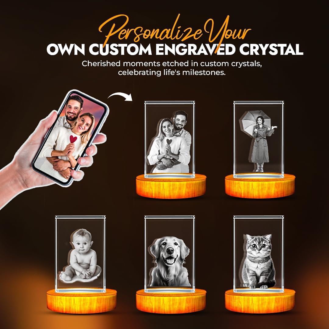 Personalized 3D Crystal Heart Figurine – Custom Photo Engraved Gift, Premium Crystal Keepsake for Anniversary, Wedding, Birthday, Couples & Loved Ones(medium rectangle 3 * 3.5 * 3 inches) - Image 2