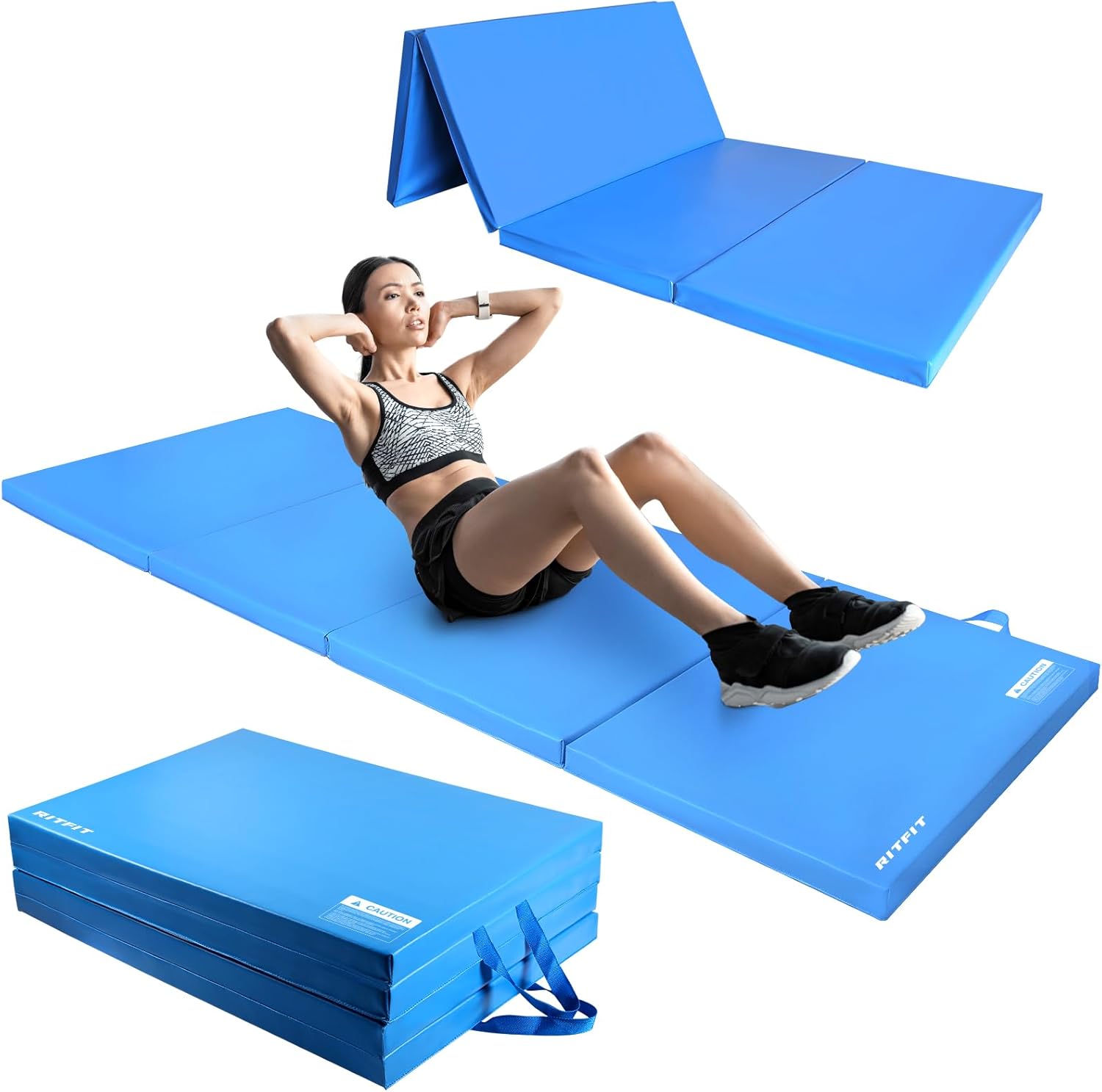 RitFit Upgraded Folding Exercise Mat, 2 Inch Thick Gymnastics Mat 3’x6’,4’x8’,4x10’,2'x8' with Carrying Handles for Yoga, MMA, Stretching, Core Workouts and Home Gym Protective Flooring - Image 9
