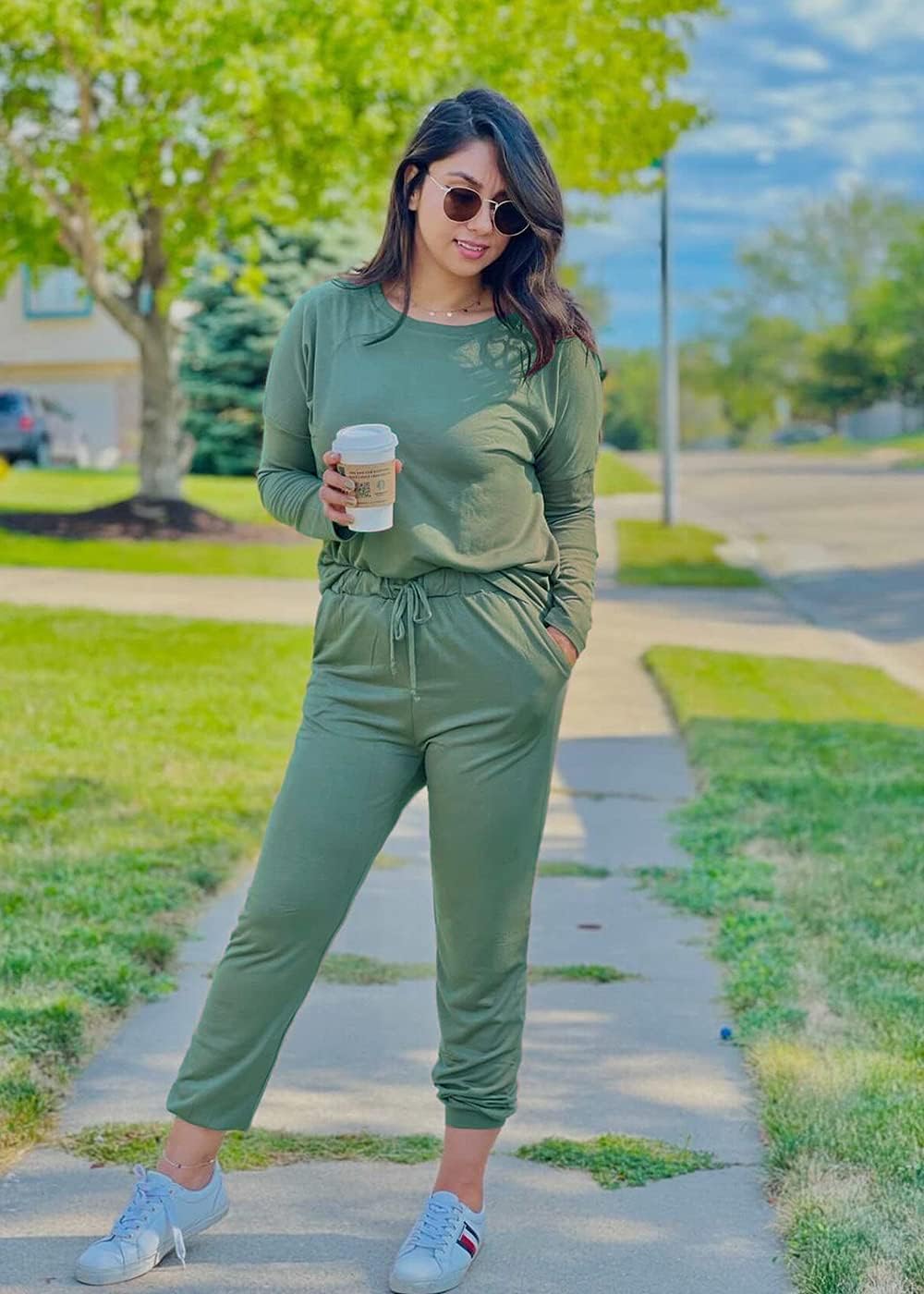 PRETTYGARDEN Women Fall 2 Piece Lounge Outfit Long Sleeve Tops High Waisted Jogger Pants Set Spring Travel Clothes Tracksuit - Image 5