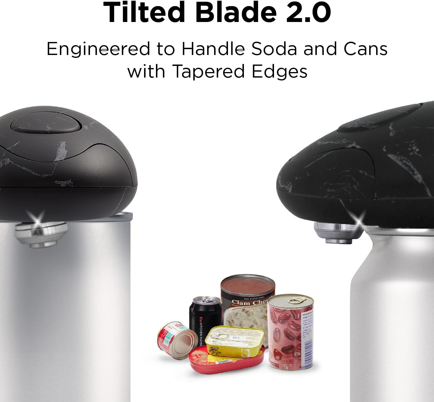 Kitchen Mama Auto 2.0 Electric Can Opener: Blade Opens Almost Any Can Pop or Soda Can - Automatic, Hands Free, Safe, Smooth Edge, Lid Remover, Battery Operated, Cordless, YES YOU CAN (Marble Black) - Image 4