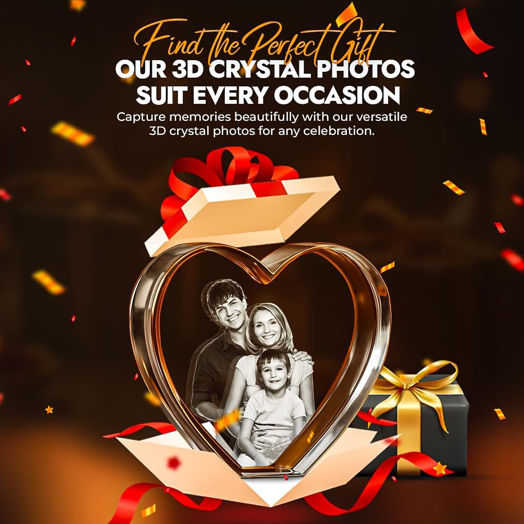 Personalized 3D Crystal Heart with Photo – Custom Laser Engraved Picture in Glass – Memorial, Wedding, Anniversary or Birthday Gift for Her, Him, or Pet – Size 4 x 3.5 x 2.5 inches - Image 2