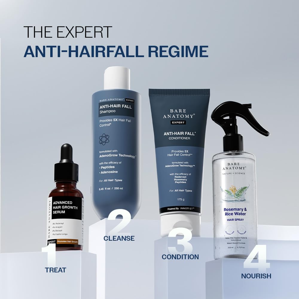 Bare Anatomy Anti-Hair Fall Shampoo | Provides 5X Hair Fall Control Suitable for All Hair Types | Enriched with Adenosine and Peptides | 250 ml - Image 9