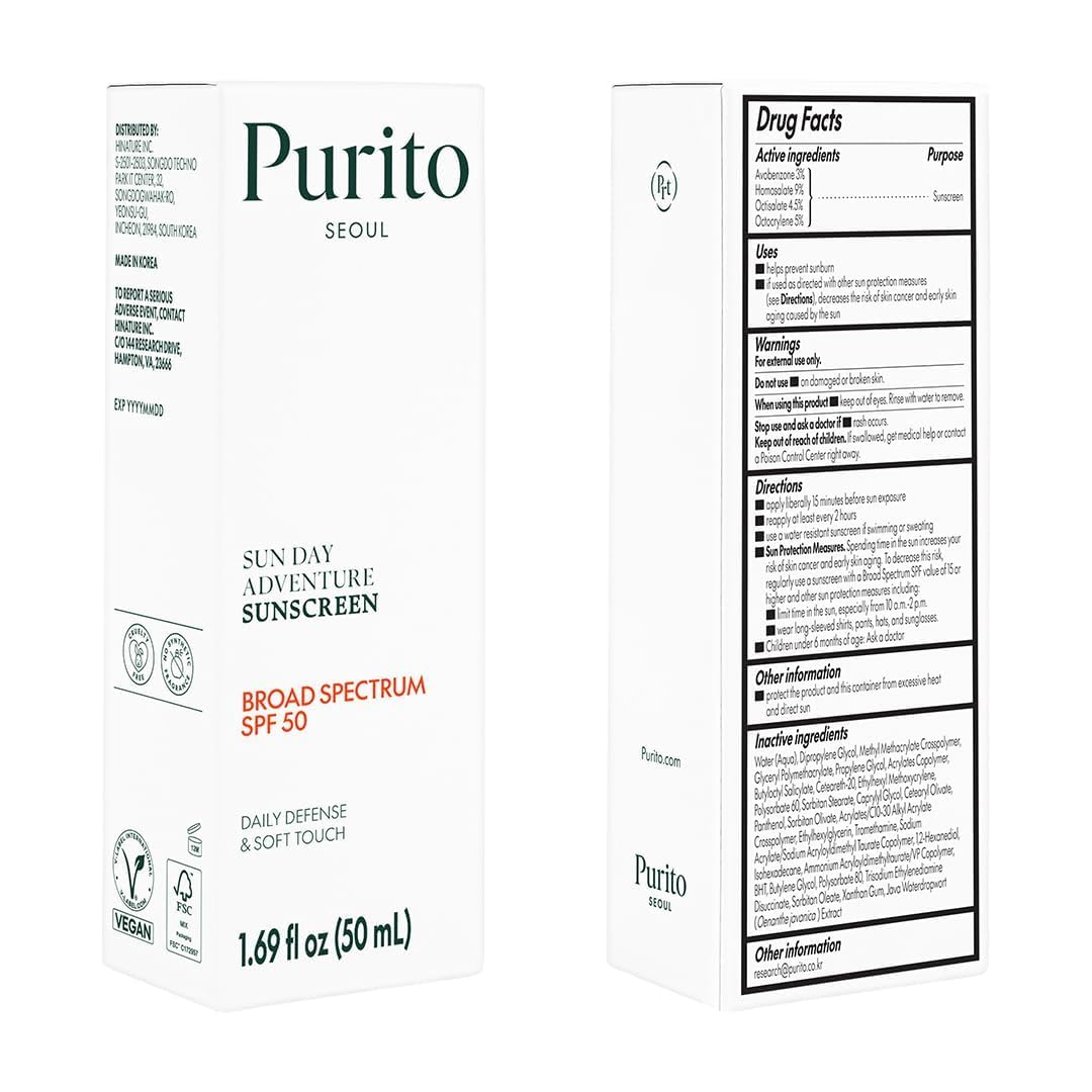 PURITO Korean Sunscreen SPF 50 | Lightest Texture, No White Cast, Broad Spectrum UVA/UVB | Oil-Free, Vegan, For All Skin Types | Daily Lightweight Sun Protection | Korean Skincare, 50mL 1.69 fl.oz - Image 7