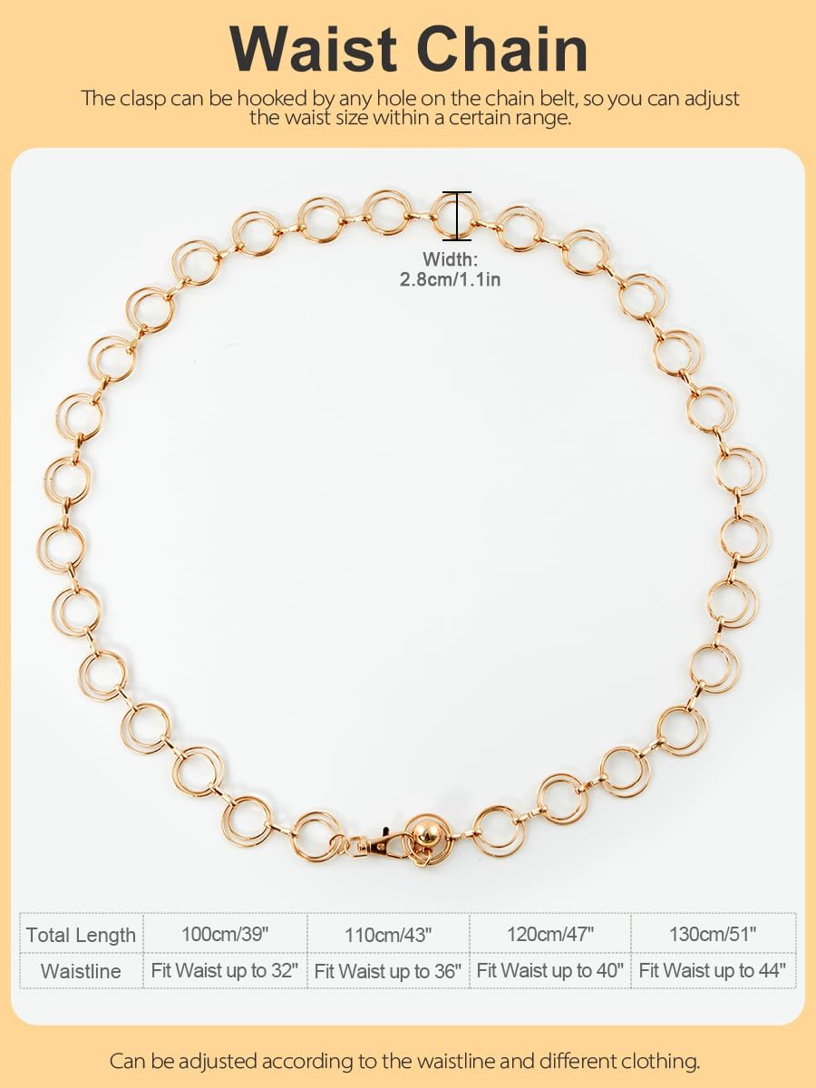 FIORETTO Chain Belt for Women Metal Waist Chain Fashion Multilayer Chain Belts for Dress - Image 3