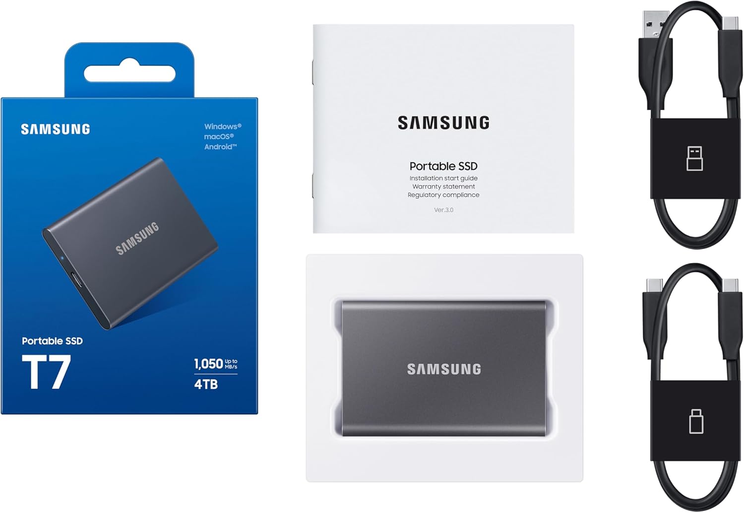 SAMSUNG T7 Portable SSD, 4TB External Solid State Drive, Speeds Up to 1,050MB/s, USB 3.2 Gen 2, Reliable Storage for Gaming, Students, Professionals, MU-PC4T0T/AM, Gray - Image 8