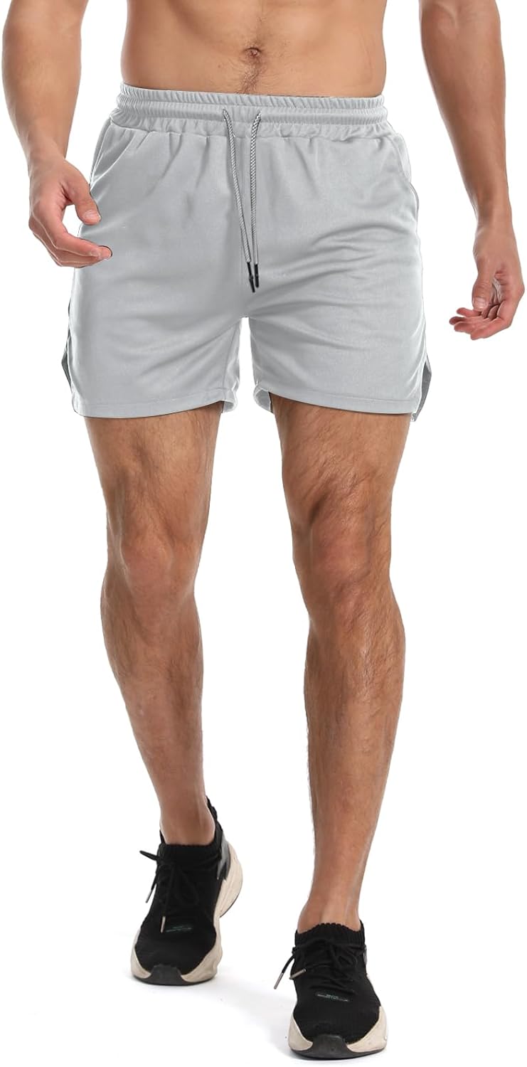 Aolesy Men's Gym Workout Shorts 5"/7"/10" Lightweight Bodybuilding Athletic Shorts Running Training with Zip Pockets - Image 4