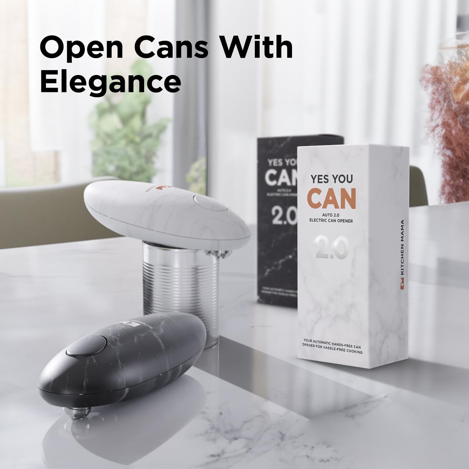 Kitchen Mama Auto 2.0 Electric Can Opener: Blade Opens Almost Any Can Pop or Soda Can - Automatic, Hands Free, Safe, Smooth Edge, Lid Remover, Battery Operated, Cordless, YES YOU CAN (Marble Black) - Image 6