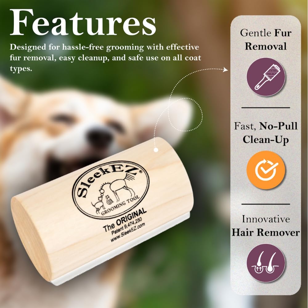 SleekEZ Dog Brush for Shedding & Dog Grooming Supplies | Pet Hair Removal Tool | Great For All Fur Types | For Short, Medium, & Long Hair Pets | Reduces Shedding by 95% | Made in USA | 5 inch - Image 3