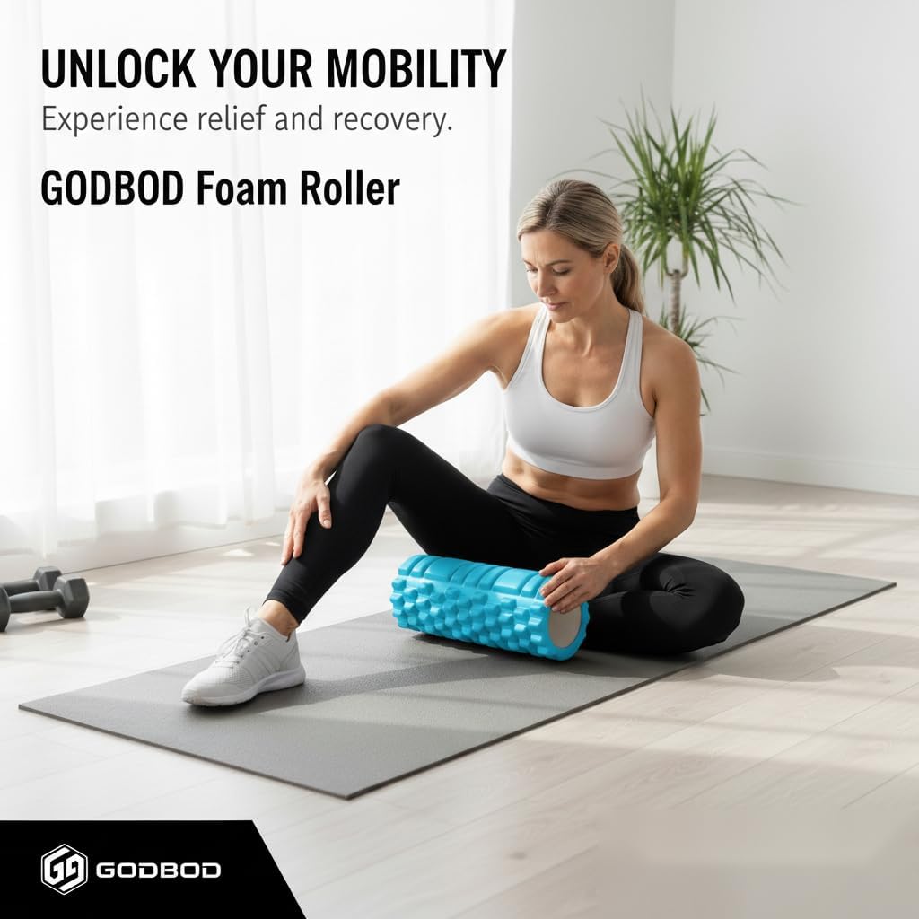 Strong Foam Roller - Deep Tissue Medium Density Muscle Massager with Myofascial Trigger Point Release, Back Massage Roller for Soreness and Mobility 13 x 5.5 Inch - Image 9