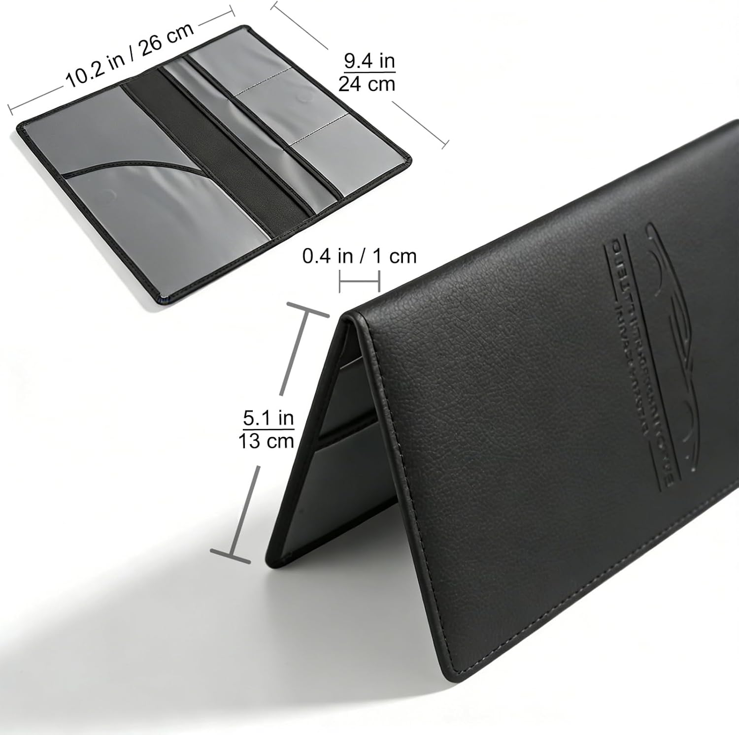 Premium Car Registration & Insurance Card Holder with Magnetic Shut, Vehicle Glove Box Car Organizer - For Documents, Cards, License (Black) - Image 2