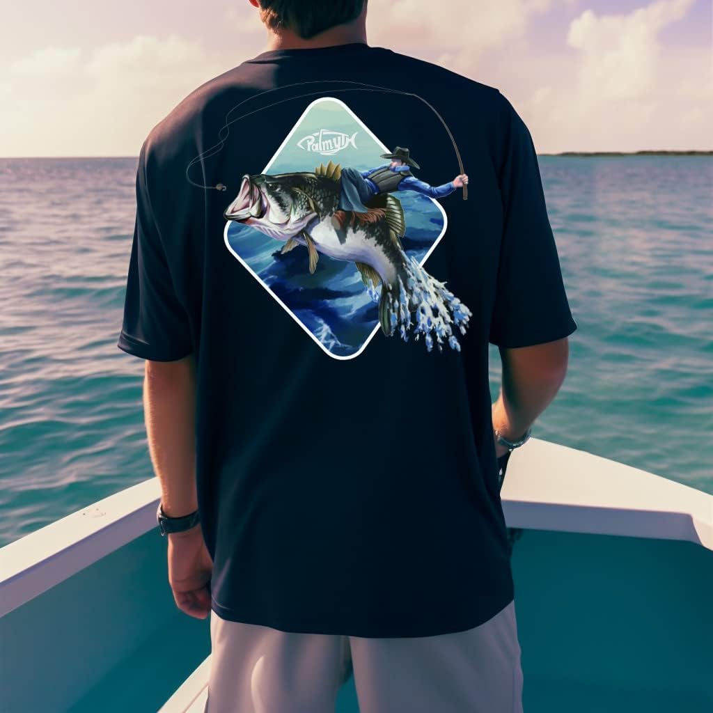 Palmyth Men's Fishing Shirt Short Sleeve Sun Protection UV UPF 50+ SPF T-Shirt - Image 3