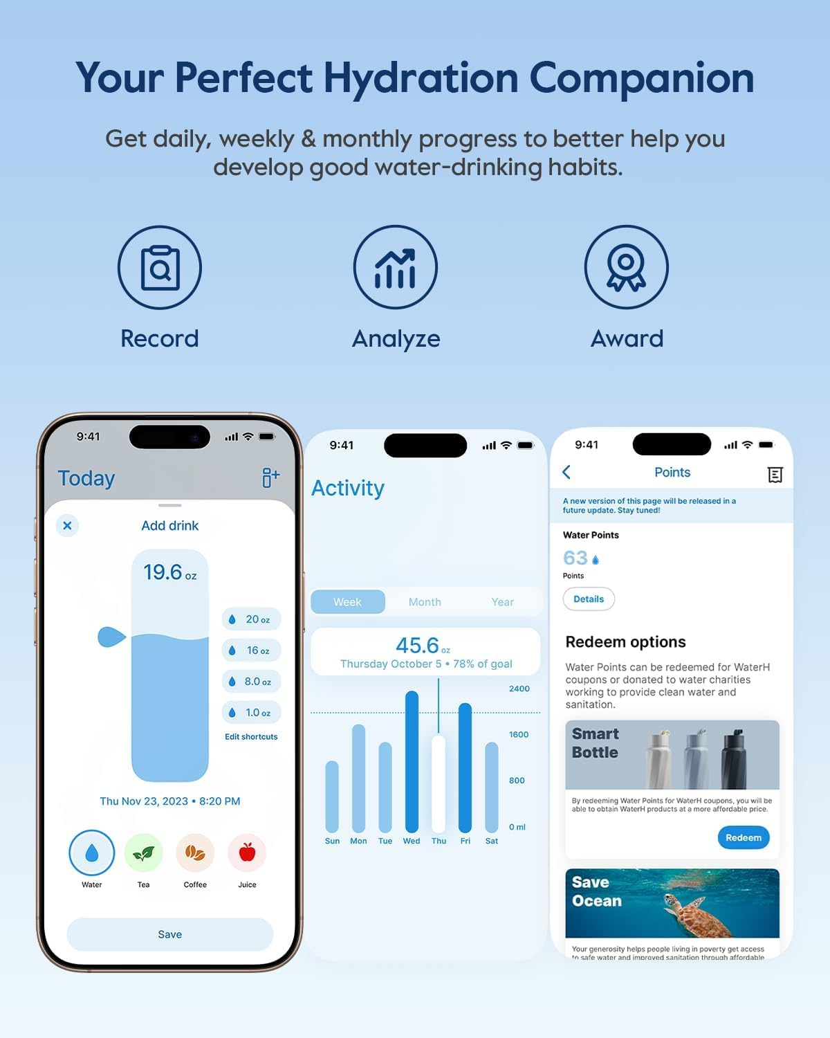 BOOST Smart Water Bottle that Reminds You to Drink, 24oz BPA-Free Stainless Steel Vacuum Insulated Bottle, Wide Mouth Water Tracker Bottle with APP, Ideal Gift for Christmas, New Year - Image 4