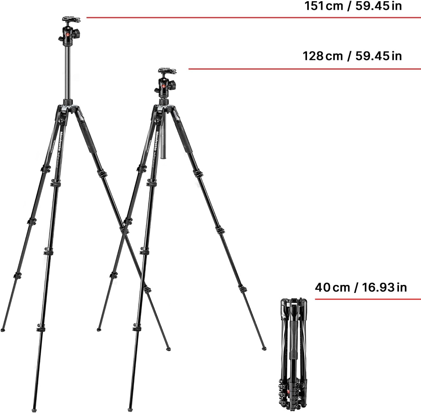 Manfrotto Befree Advanced Camera Tripod with Lever Closure, Portable and Compact Travel Tripod Kit with Ball Head, Aluminum Tripod for DSLR Reflex and Mirrorless Cameras, Camera Accessories - Image 2