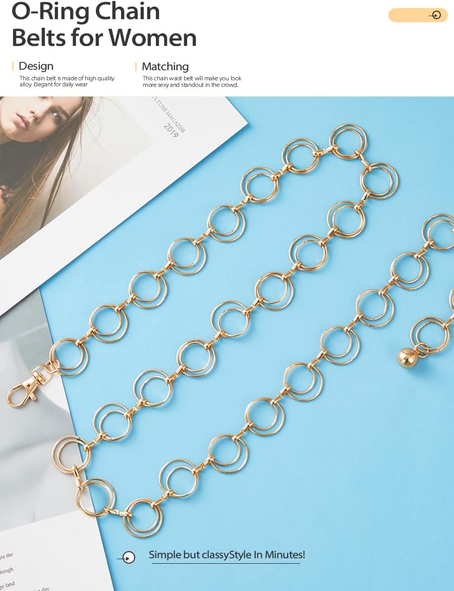 FIORETTO Chain Belt for Women Metal Waist Chain Fashion Multilayer Chain Belts for Dress - Image 7