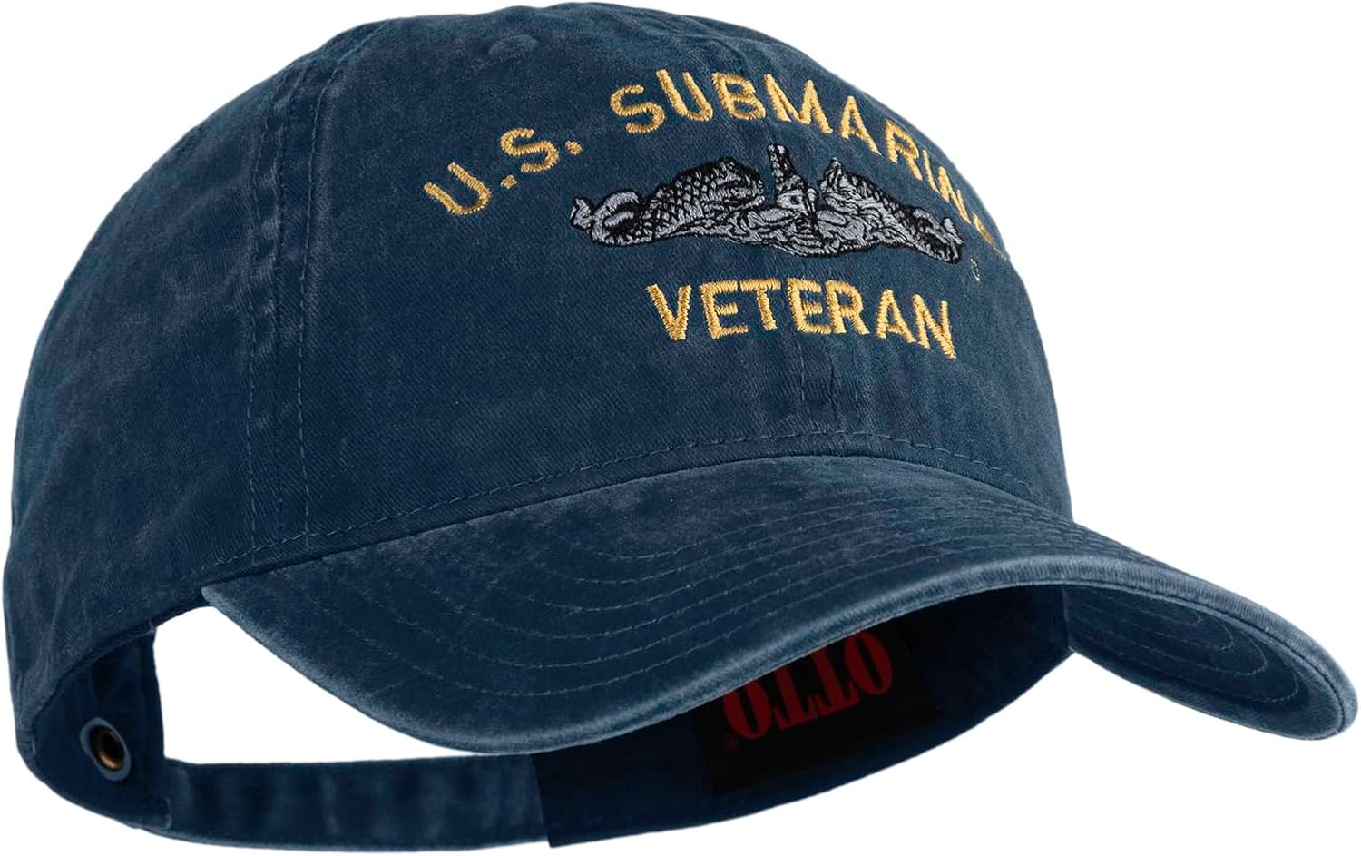e4Hats.com US Submarine Veteran Military Embroidered Washed Solid Pigment Dyed Cotton Twill Brass Buckle Cap - Image 5