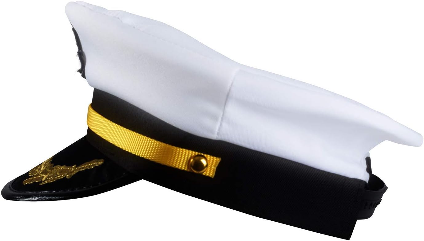 Funny Party Hats Yacht Captain Hat – Sailor Cap, Skipper Hat, Navy Marine Hat - Adjustable - Costume Accessories (White) - Image 5