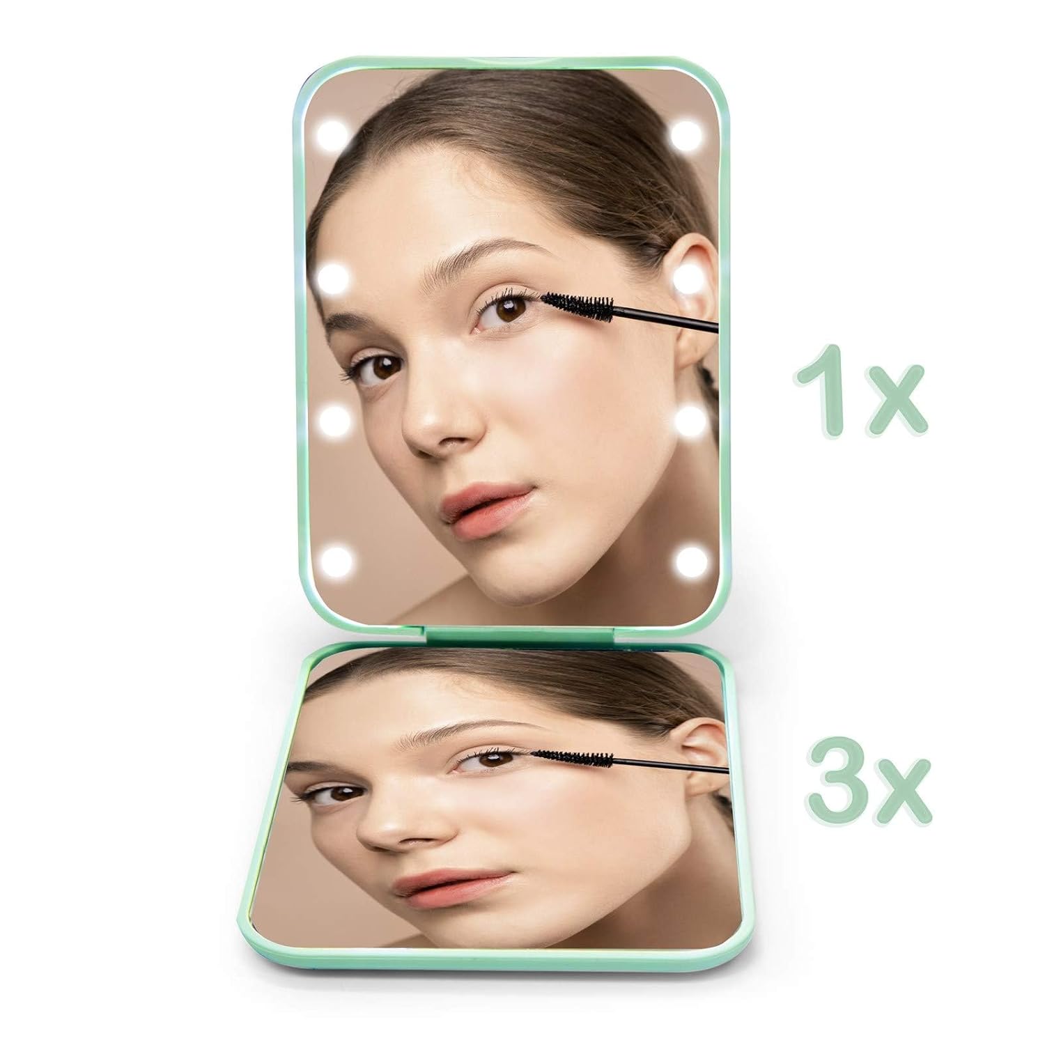 Kintion Pocket Mirror, 1X/3X Magnification LED Compact Travel Makeup Mirror with Light for Purse, 2-Sided, Portable, Folding, Handheld, Small Lighted Mirror for Gift, Cyan - Image 6