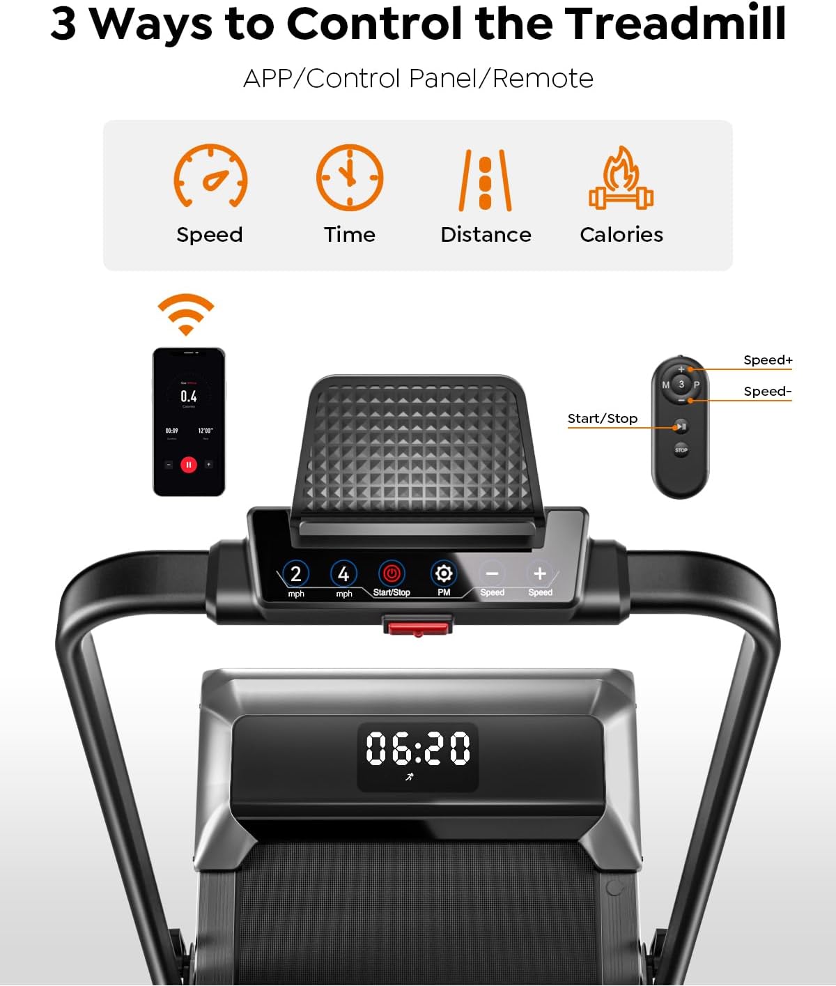 Walking Pad Treadmill with Incline, 2 in 1 Foldable Treadmills for Home Small Office, 300lbs Portable Compact Under Desk Treadmill with App, Remote Control and LED Display - Image 5