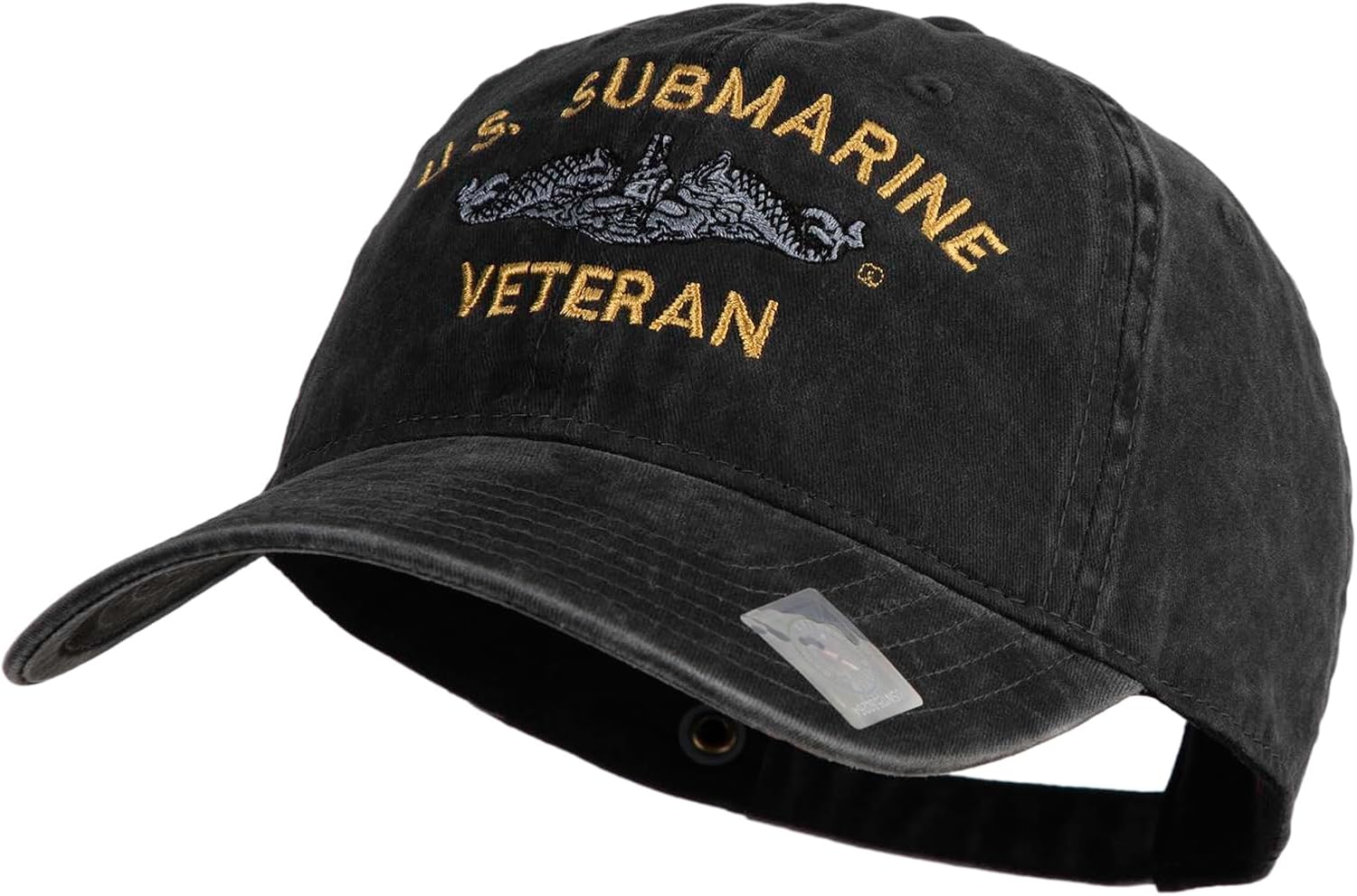e4Hats.com US Submarine Veteran Military Embroidered Washed Solid Pigment Dyed Cotton Twill Brass Buckle Cap - Image 2